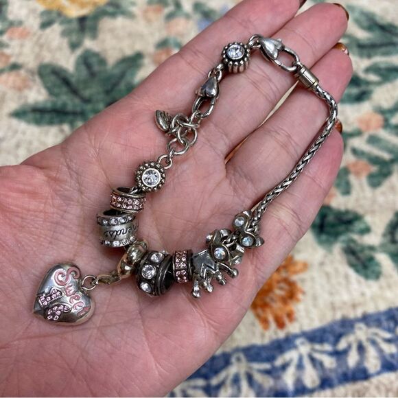 Brighton Charm Bracelet with various interchangeable charms silver pink princess - Picture 1 of 4